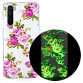 OnePlus Nord Glow in the Dark TPU Hülle - Rosa Blumen