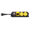 Goobay 3-Way Outdoor Power Strip mit 3m Kabel - Schwarz / Gelb