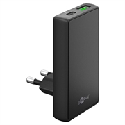 Goobay GaN Duales Schnellladegerät 90° flach - 65W, USB-C & USB-A - Schwarz