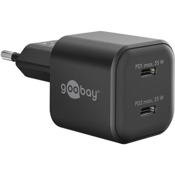 Goobay Nano GaN Dual USB-C PD Schnellladegerät 35W