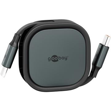Goobay Einziehbares USB-C Kabel - 1m, 15W - Schwarz