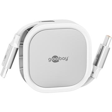 Goobay Einziehbares USB-C Kabel - 1m, 15W - Weiß