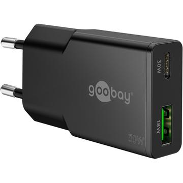 Goobay Slim USB-C PD GaN Duales Schnellladegerät 30W
