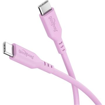 Goobay USB-C-Silikonkabel - 1.5m, 60W - Rosa
