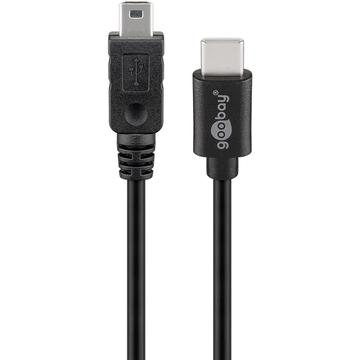 Goobay USB-C zu Mini USB-B Kabel - 0.5m, USB 2.0 - Schwarz