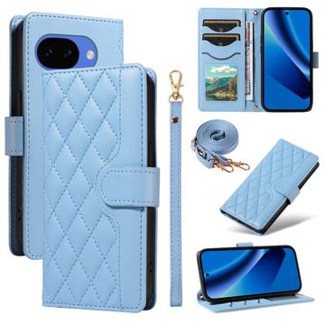 Google Pixel 10a Luxus Gesteppte Wallet Hülle - blau