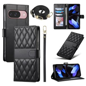 Google Pixel 11/11 Pro Luxus Gesteppte Wallet Hülle - schwarz