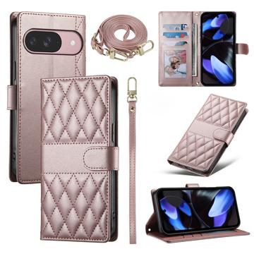 Google Pixel 11/11 Pro Luxus Gesteppte Wallet Hülle - Roségold