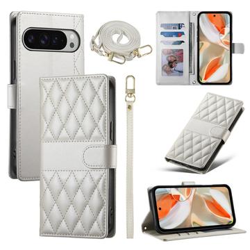 Google Pixel 11 Pro XL Luxus Gesteppte Wallet Hülle - Beige