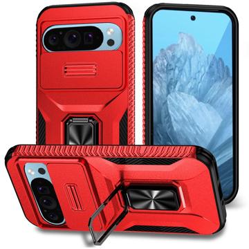 Google Pixel 9/9 Pro Drehring-Hybrid Hülle mit Kameraschutz - Rot