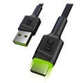 Green Cell Ray Schnell USB-C Kabel mit LED Licht - 1.2m