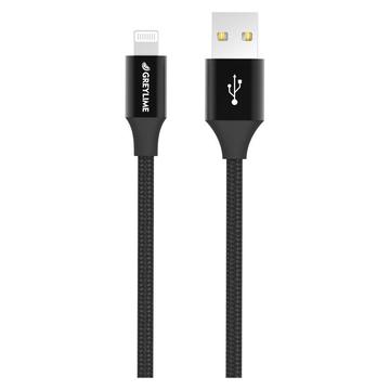 GreyLime Geflochtenes USB-A / Lightning Kabel - MFi Zertifiziert - 1m - Schwarz