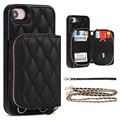 Grid Pattern iPhone 7/8/SE (2020)/SE (2022) TPU Hülle mit Geldbörse - Schwarz