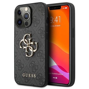 Guess 4G Big Metal Logo iPhone 13 Pro Max Hybrid Case - Schwarz