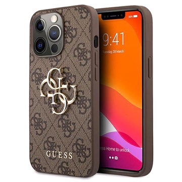 Guess 4G Big Metal Logo iPhone 13 Pro Max Hybrid Case - Braun