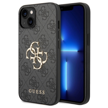 iPhone 15 Guess 4G Big Metal Logo Hybrid Hülle - Grau