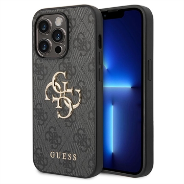 iPhone 15 Pro Guess 4G Big Metal Logo Hybrid Hülle - Grau