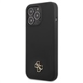 Guess Saffiano 4G Metal Logo iPhone 13 Pro Max Hybrid Case - Schwarz