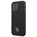 Guess 4G Metal Logo iPhone 13 Pro Max Silikonhülle - Schwarz