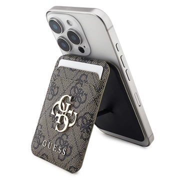Guess 4G Metall-Logo-Kartenhalter mit Ständer - MagSafe-kompatibel - Braun