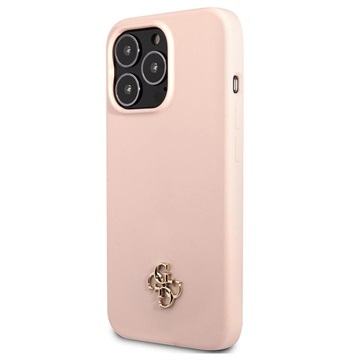 Guess 4G Metal Logo iPhone 13 Pro Max Silikonhülle - Rosa