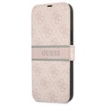 Guess 4G Printed Stripe iPhone 13 Pro Flip Hülle - Rosa
