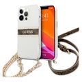 Guess 4G Script & Chain iPhone 13 Pro Max Cover - Braun / Durchsichtig