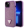 iPhone 15 Guess Rhinestones Triangle Metal Logo Case - Purpur