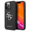 Guess Saffiano 4G Metal Logo iPhone 13 Pro Hybrid Case - Schwarz