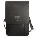 Guess Saffiano Triangle Logo Schultertasche - Schwarz