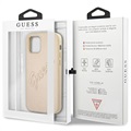 Guess Saffiano Vintage Script iPhone 12/12 Pro Hülle - Gold