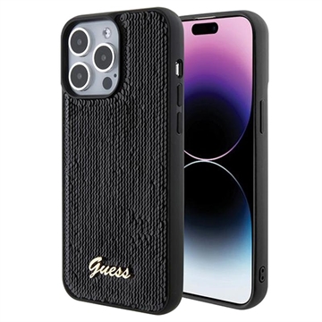 iPhone 15 Pro Max Guess Sequin Script Logo Case - Schwarz