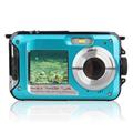 HD368 Wasserdichte Digitalkamera Full HD 2.7K 48MP 16X Unterwasserkamera mit Doppelbildschirm - Blau