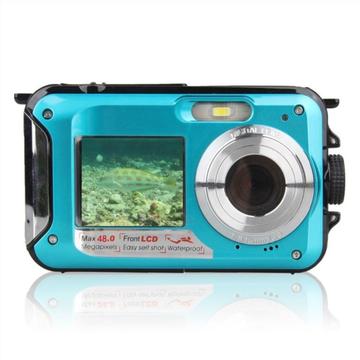 HD368 Wasserdichte Digitalkamera Full HD 2.7K 48MP 16X Unterwasserkamera mit Doppelbildschirm - Blau