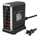 HHW 660W GaN 10-Port USB-C Ladestation mit Display - 6xUSB-C, 4xUSB-A - Schwarz