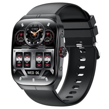 HK80 Smart Watch mit gebogenem AMOLED-Bildschirm, Bluetooth-Anruf, Gesundheitsmonitor und NFC - Schwarz
