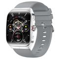HK80 Smart Watch mit gebogenem AMOLED-Bildschirm, Bluetooth-Anruf, Gesundheitsmonitor und NFC - Silber