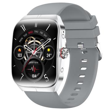 HK80 Smart Watch mit gebogenem AMOLED-Bildschirm, Bluetooth-Anruf, Gesundheitsmonitor und NFC - Silber