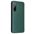 HTC Desire 22 Pro Wallet Schutzhülle - Karbonfaser - Grün