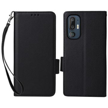 HTC U24 Pro Wallet Schutzhülle mit Magnetverschluss - Schwarz
