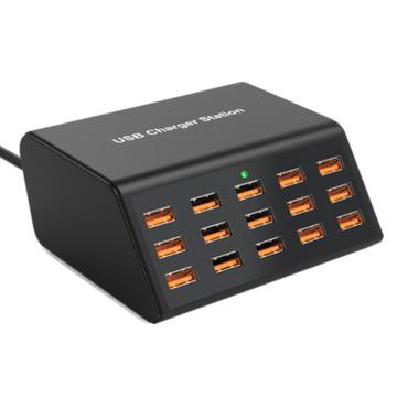 HW15 USB-Ladestation mit 15 Anschlüssen und Digitalanzeige - 100W - Schwarz