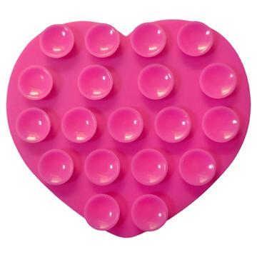 Doppelseitiger Silikon-Saugnapf-Halter in Herzform für Smartphones - Hot Pink