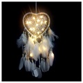 Herzförmiges Wandbehang Traumfänger LED-Lampe - Weiß