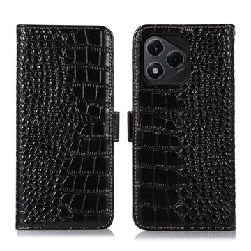 Honor 400 Lite Crocodile Serie Lederhülle mit Geldbörse mit RFID - Schwarz