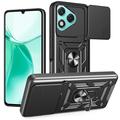 Honor 400 Lite Drehring-Hybrid Hülle mit Kameraschutz - Schwarz