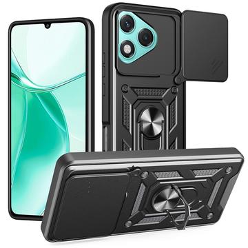 Honor 400 Lite Drehring-Hybrid Hülle mit Kameraschutz - Schwarz