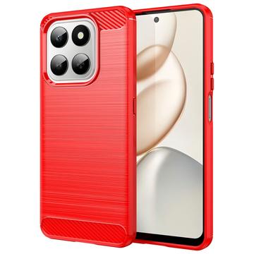 Honor 400 Smart/X7d 4G Gebürstete TPU Hülle - Karbonfaser - rot