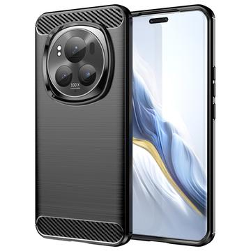 Honor Magic6 Pro Gebürstete TPU Hülle - Karbonfaser - Schwarz