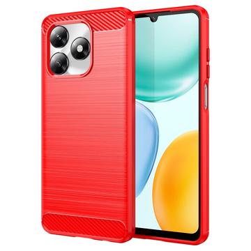Honor X5c/X5c Plus Gebürstete TPU Hülle - Karbonfaser - rot