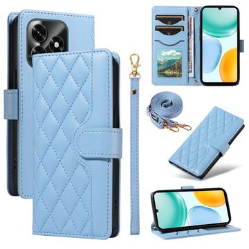 Honor X5c Plus Luxus Gesteppte Wallet Hülle - blau